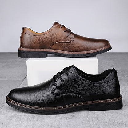 Men's Business Casual Brogue Lace-Up Shoes Cowhide Leather