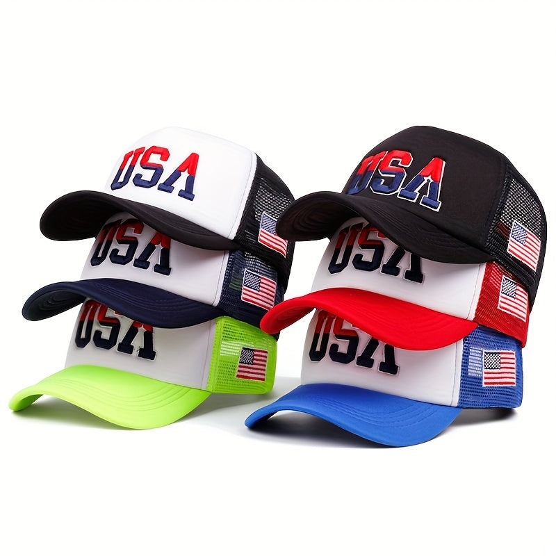 Men's Breathable USA Flag Baseball Cap Casual Mesh Hat