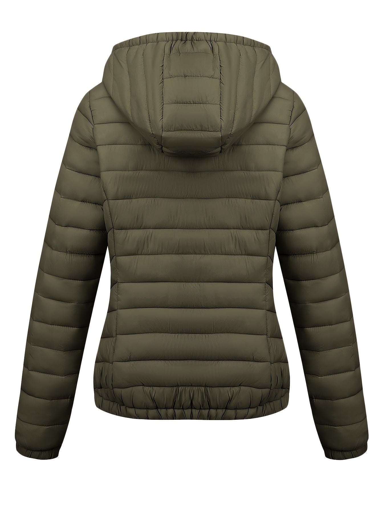 Կանացի թեթև, սև, գլխարկով ձմեռային բաճկոն՝ գրպաններով - Էլեգանտ երկար թևքերով վերնազգեստ, նեյլոնե նյութ, կայծակաճարմանդով դիզայն, իդեալական է առօրյա կամ ճանապարհորդության համար, ձմեռային վերարկուներ