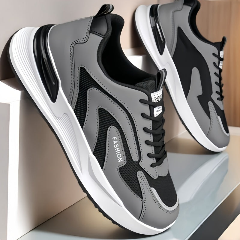 Men'S Plus Size Fashion Sneakers - Breathable Mesh Lace-Up Casual Shoes with Thick PVC Sole, Low-Top Design for All Seasons, Spring/Summer/Fall, Versatile Streetwear, Allseason Shoes | Minimalist Sneakers | Durable PVC Sol - ayq