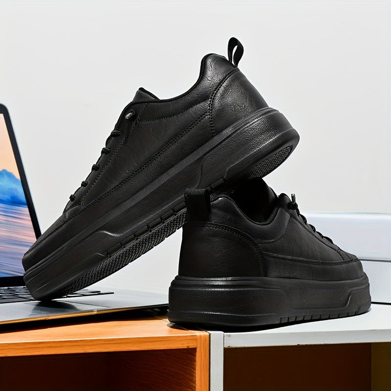 Men's Shoes, Business Casual Low-Top Sneakers for Men - Solid Color Versatile Casual Thick-Soled Lace-Up Shoes, Daily Fashion Simple Trendy Men's Shoes