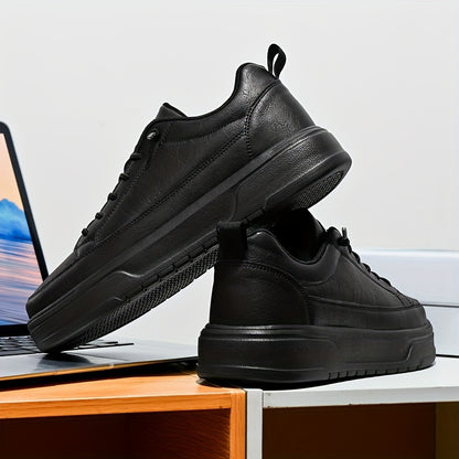 Men's Shoes, Business Casual Low-Top Sneakers for Men - Solid Color Versatile Casual Thick-Soled Lace-Up Shoes, Daily Fashion Simple Trendy Men's Shoes