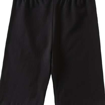 Women'S Summer Cycling Shorts, Polyester 95% Spandex 5% Knit Fabric, Solid Color, Medium Stretch, Short Length, Casual Wear, Non-Waterproof, 180g/m² - Black