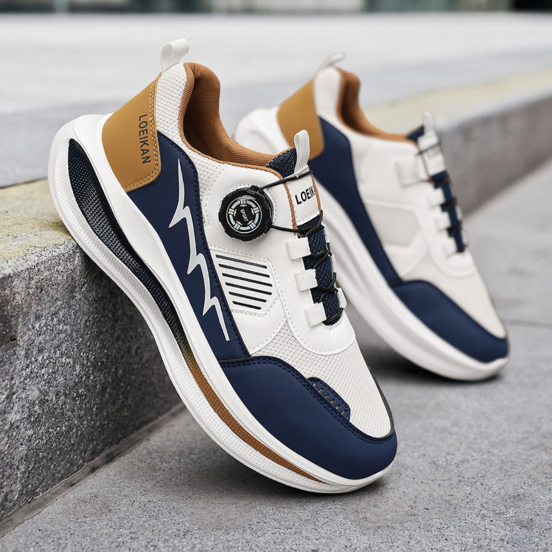 Men's Low-Top Casual Sneakers with Twist Buckle Design