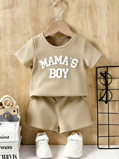Boys' Casual Summer 2-Piece Pullover Set with Alphabet Print
