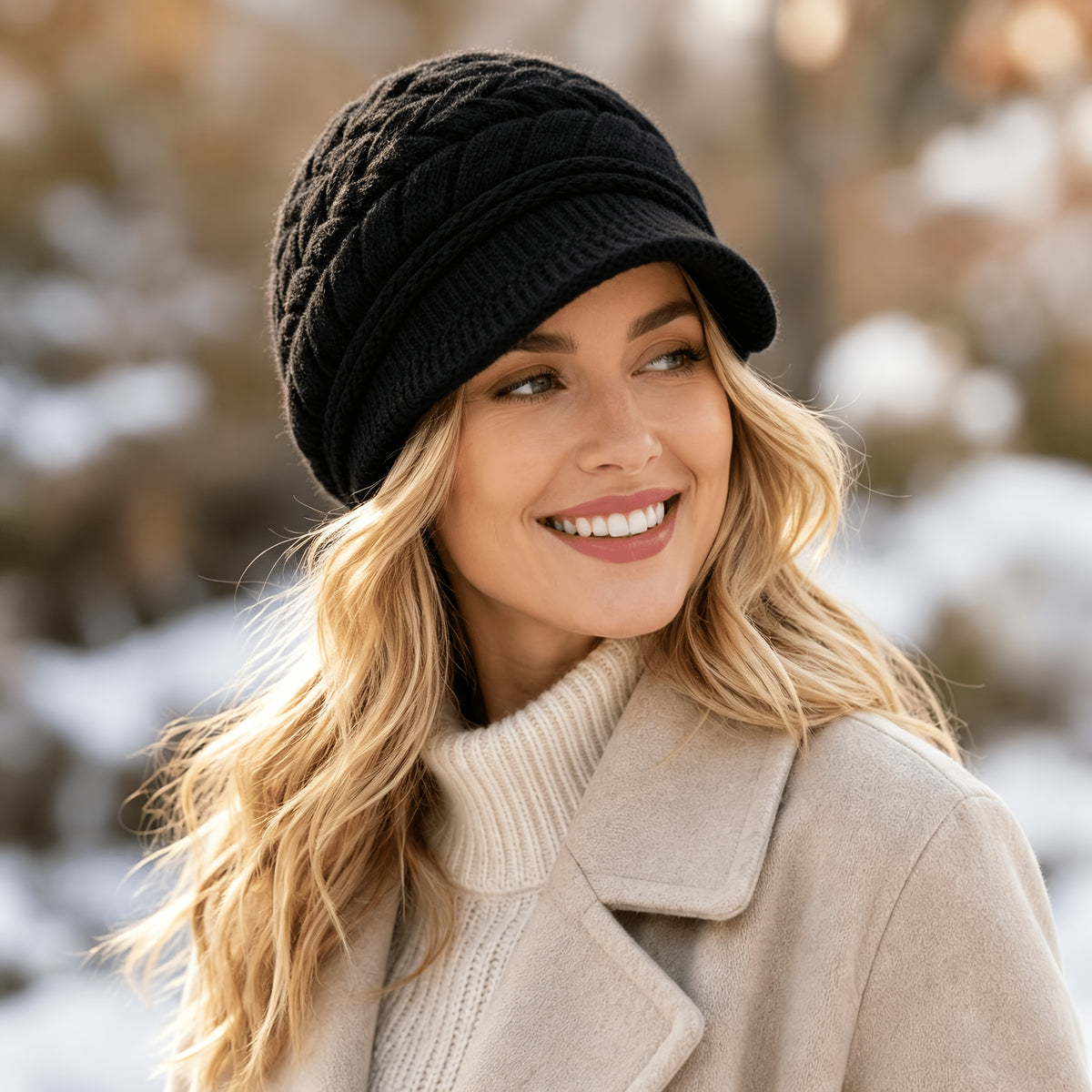 Vintage Knit Polyester Beret for All-Season Casual Wear