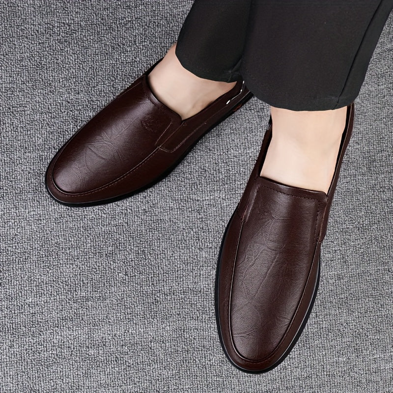Men's Slip-On Loafers Cowhide Rubber Sole Business Casual Shoes
