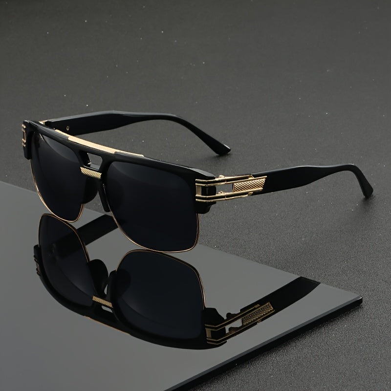 Unisex Oversized UV400 Retro Sunglasses with Golden Hinge
