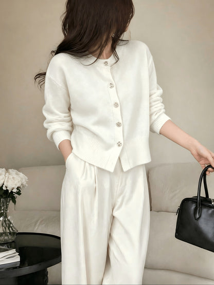Women's Cozy Viscose Cardigan with Floral Button Detail