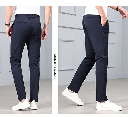 Men's Slim-Fit Stretch Casual Pants with Multiple Pockets - Waterproof, UV Protection, Light Gray, Straight Leg, Nylon Blend for Spring/Fall, Button Closure, Comfortable & Stylish Design, Everyday Comfort Pants | Modern Casua