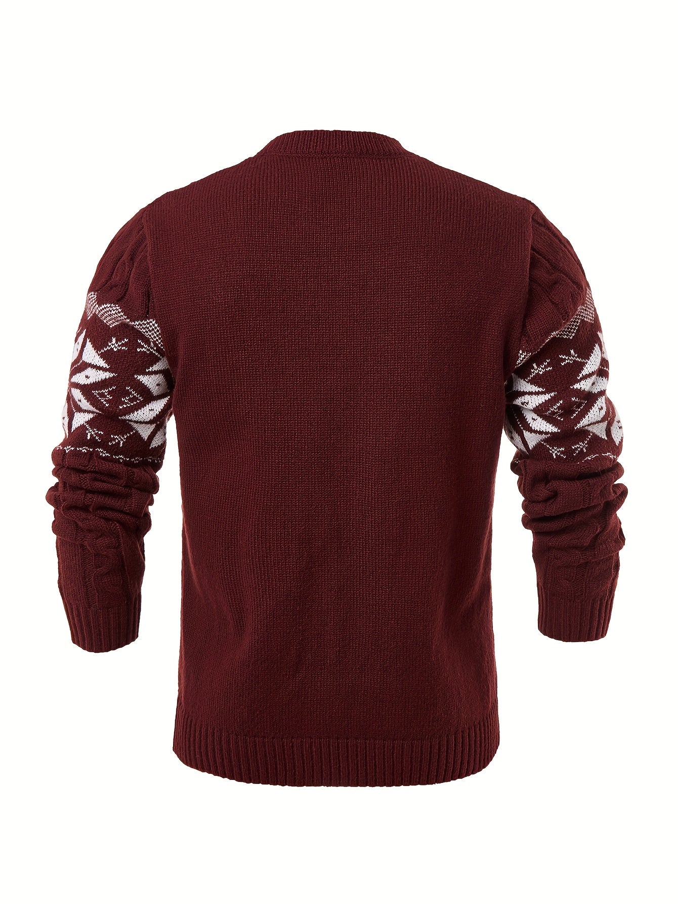 Men's Slim-Fit Cable Knit Sweater - Winter Warm Pullover with Geometric Corduroy Clasp (Adjustable Rope), Round Neck Long Sleeve Casual Sweating for Fall/Winter Layering - Hand Washable Knitwear for Smart-Casual Outfits (Not