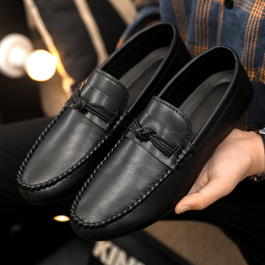 1 Pair Men'S Classic Moccasin Penny Loafers, Comfortable Non-Slip Slip-On Casual Shoes, All-Season Faux Footwear with Rubber Sole for Daily, Party, Street Wear - Round Toe Design