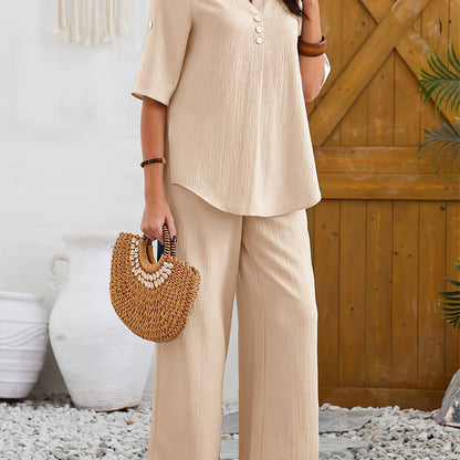 Women's V-Neck Casual Two-Piece Set