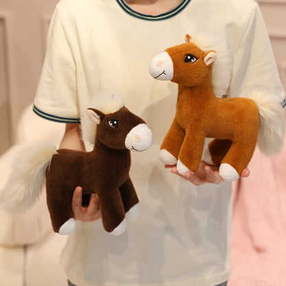 Simulation Horse Plush Toys 20cm/7.87" Soft Stuffed Plush Animal Toy Education Prop Toys for Students Home Room Sofa Decorations