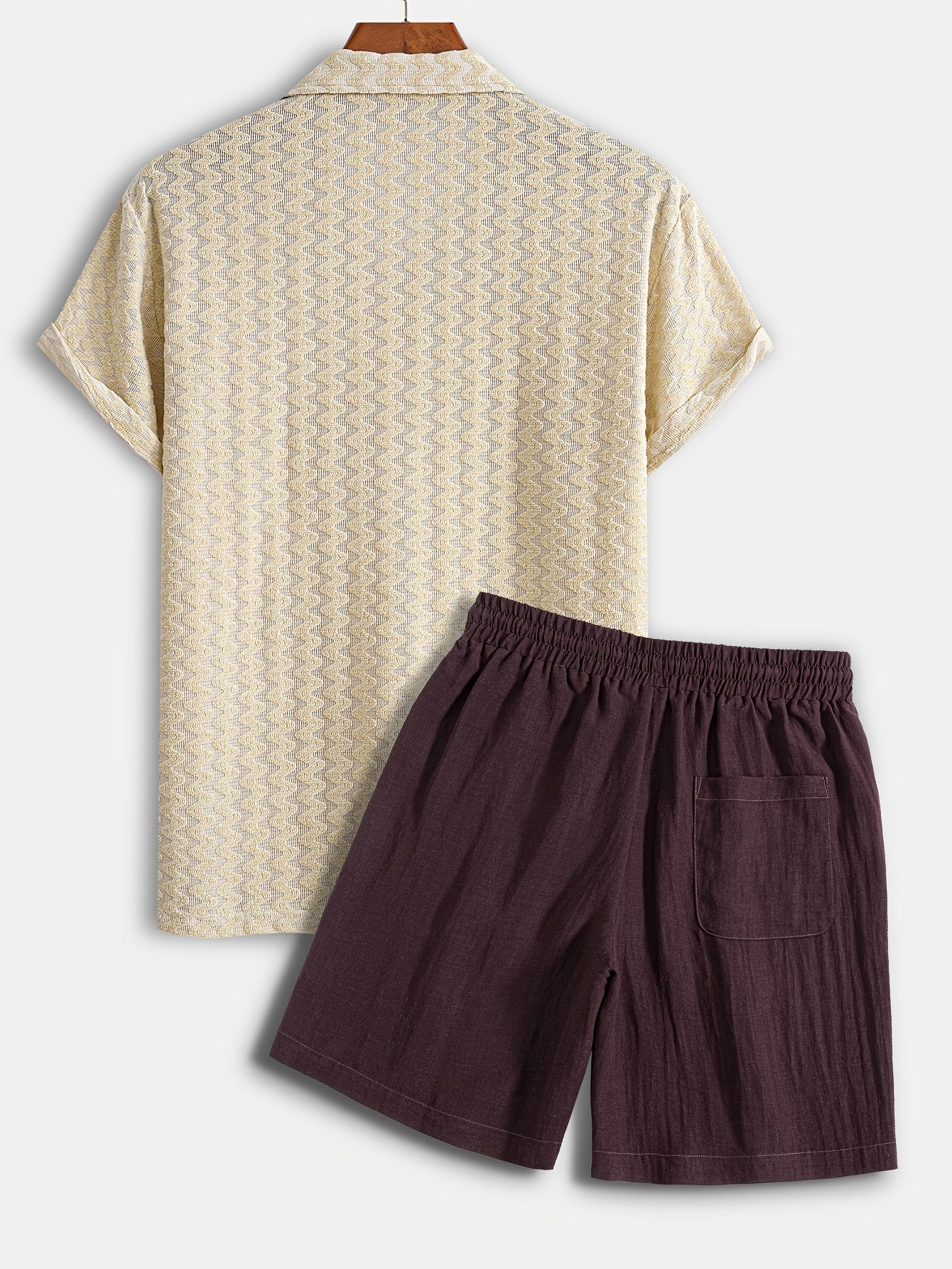 Men's Stretch Jacquard Short Sleeve Shirt & Shorts Set