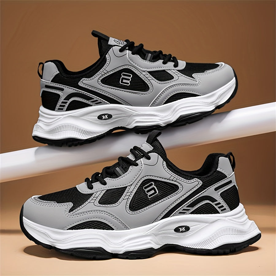 Men'S 2025 New Fashionable Low-Top Sneakers with Thick Sole - Non-Slip, Outdoor Casual Shoes for Teenagers and Young Adults, White and Golden Accents, All-Season Comfort, Casual Footwear   Modern Sneaker Design   Rubber Base