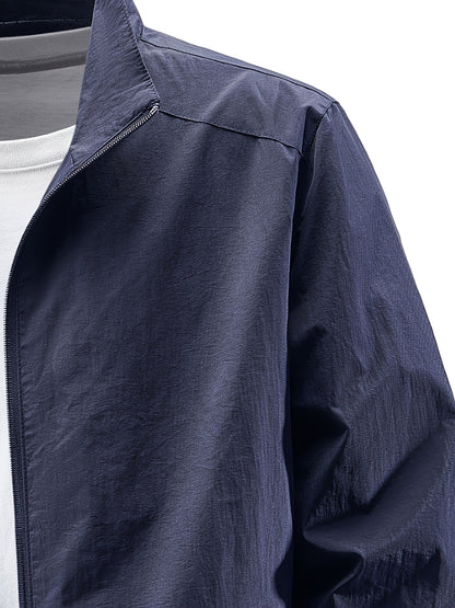 Տղամարդու ձիթապտղի կանաչ բոմբեր բաճկոն՝ կանգնած օձիքով - ամենօրյա, հարմարավետ, կայծակաճարմանդով վերնազգեստ՝ բացօթյա գործունեության համար, ամենօրյա հագուստ | Կանգնած օձիքով բաճկոն | Կայծակաճարմանդով բաճկոն