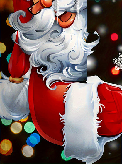 Plus Size Men's Funny Christmas Hoodie- Festive Santa Claus& Snowflake Print, Red& White Holiday Sweatshirt with Pockets, Casual Long Sleeve Pullover for Fall& Winter, Perfect Christmas Gift, Christmas Clothes, PLUS SIZE