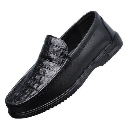 Men's Crocodile-Embossed Slip-On Loafers, Soft Rubber Sole