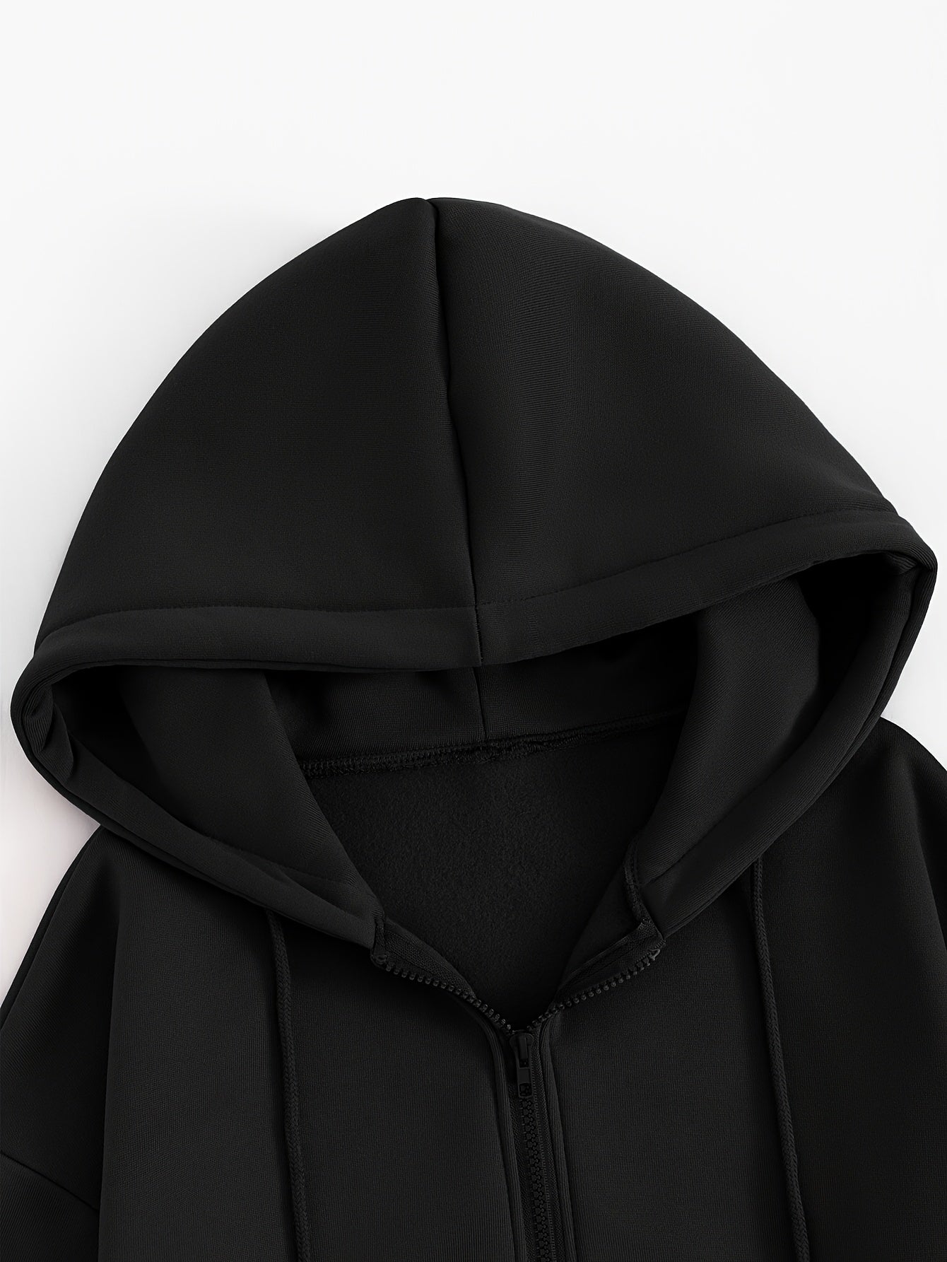 Women's Casual Short Hoodie Jacket with Zipper and Geometric Print