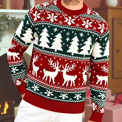 Christmas Theme Knitted Sweater | Warm and Comfortable, Ideal for Self-Wear or Gifting, Crew Neck, Long Sleeve, Acrylic Material, Fall/Winter Season