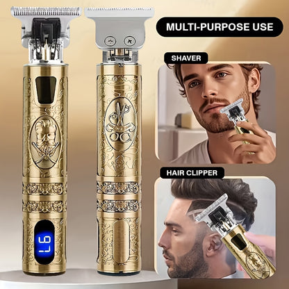 YAIAWISU Men's Cordless Electric Hair Clippers & Beard Trimmer with LCD Screen, USB-Rechargeable Cordless Grooming Kit, T-Blade Trimmer with Guide Comb Suitable for Hair, Shaving, and Scalp Trimming