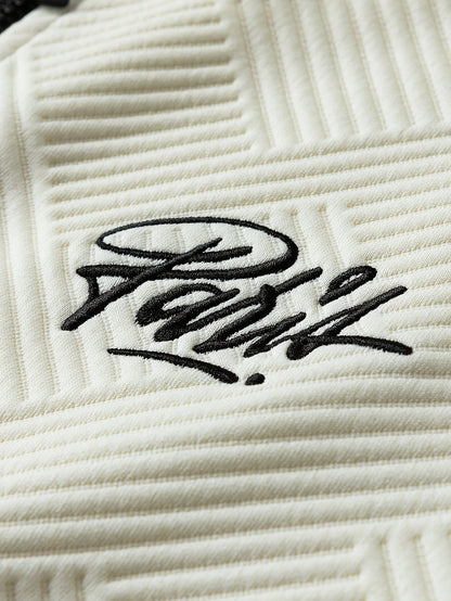 Men's Spring & Fall Jacquard Embroidered Striped Tracksuit Set - 2pcs Zip-Up Hoodie & Pants for Daily Wear, Sports & Outdoor Trips