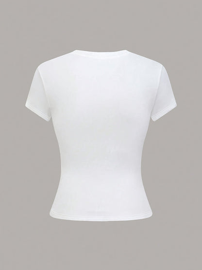 Slim Fit Believe Letter Graphic T-Shirt, Comfortable & Stylish - ayq