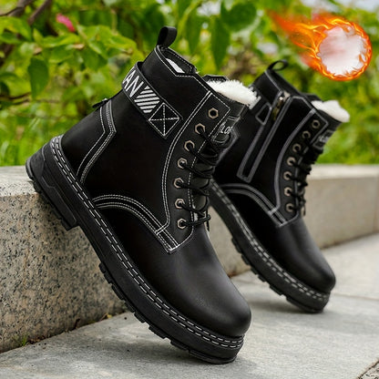 Men'S Insulated And Thickened Winter Snow Boots on, Perfect for Outdoor Camping, Fishing, And Hunting.