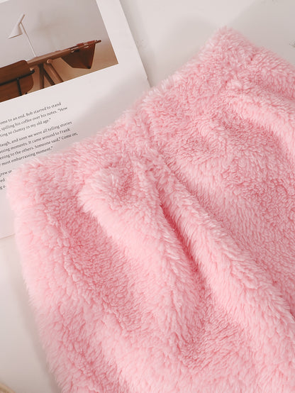 Two-Piece Cute Girls' Autumn/Winter Set: Long Sleeve Hooded Plush Butterfly Top with Pants, Perfect for Daily Outdoor Wear. Cozy Faux Fur Fabric - Essential Indoor & Winter Accessory and Holiday Gift Idea, Perfect for Outdoor