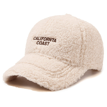 Women’s Warm Plush Baseball Cap, Casual Street Style for Fall and Wint