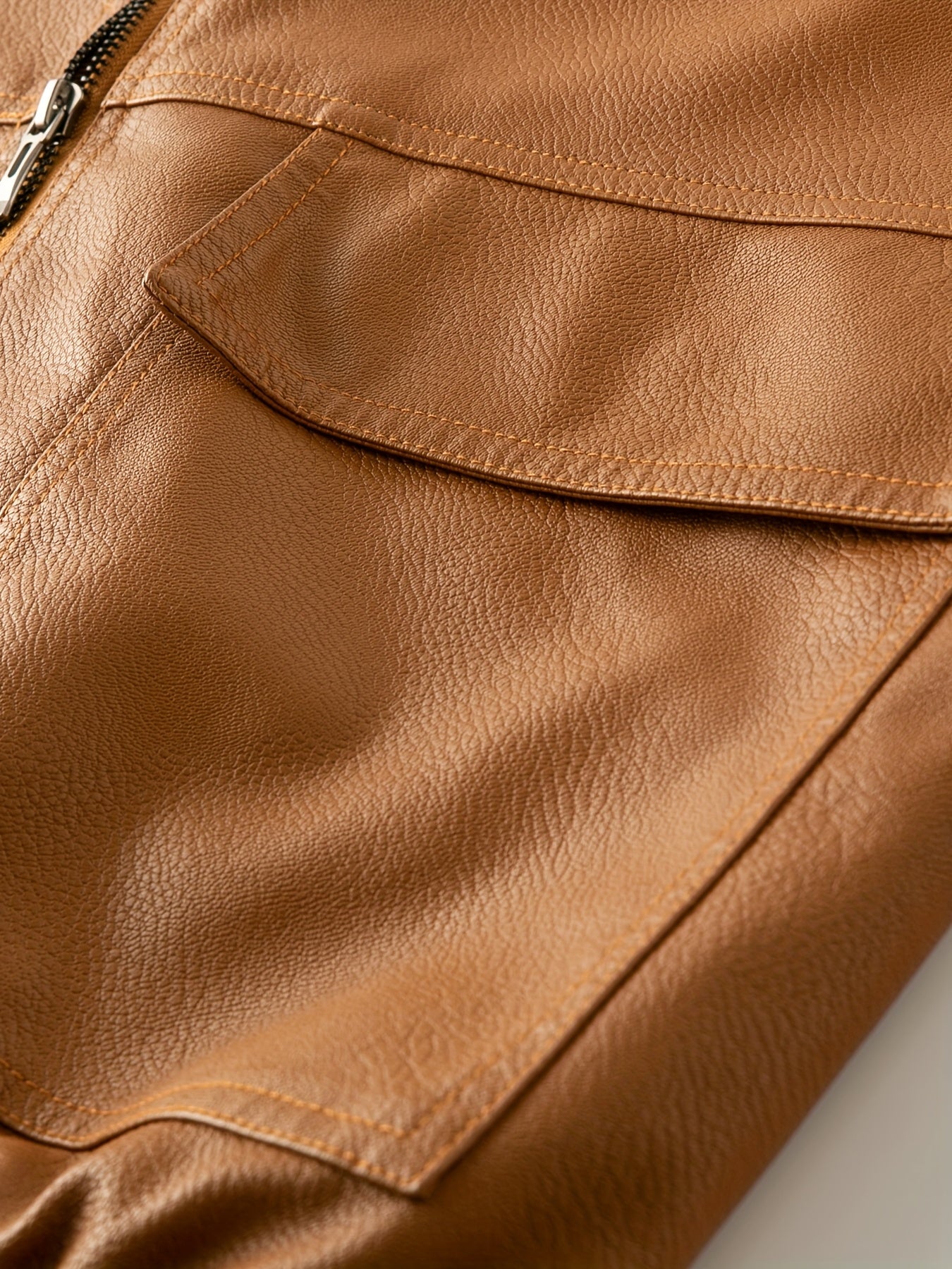 Men'S Faux Leather Bomber Jacket with Fleece Lining - Casual Motorcycle Style, Zip-Up, Long Sleeve, Drop Shoulder, Polyester Lining, Regular Fit, Outdoor & Hiking Wear, Outdoor Jacket | Bomber Jacket | Polyester Lined Jacket