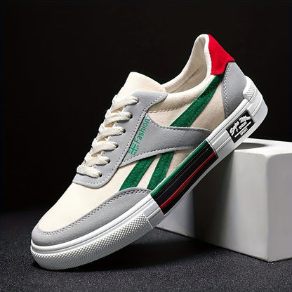 Men's Casual Skateboard Sneakers - Breathable Canvas, Non-Slip Lace-Up Shoes for All Seasons, Street Style