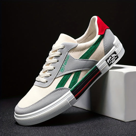 Men's Casual Skateboard Sneakers - Breathable Canvas, Non-Slip Lace-Up Shoes for All Seasons, Street Style