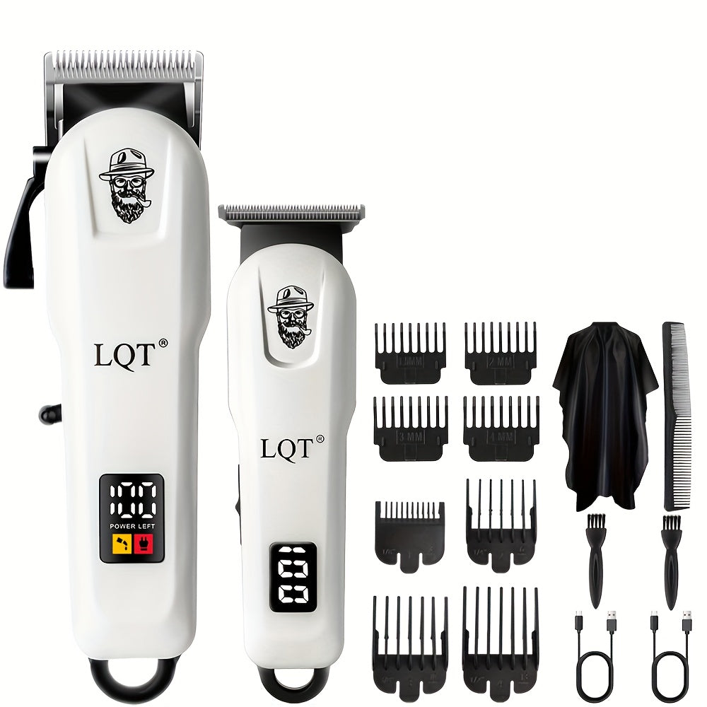 LQT 2/3 հատ էլեկտրական վարսահարդարման հավաքածու/Տղամարդկանց պրոֆեսիոնալ գեղեցկության և վարսահարդարման հավաքածու/Տոնական նվերների տուփ/Հարմար է ընտանիքների և վարսավիրանոցների համար/Թվային էկրան/LCD էկրան/USB լիցքավորիչ/Կատարյալ տոնական նվեր հայրիկի համար