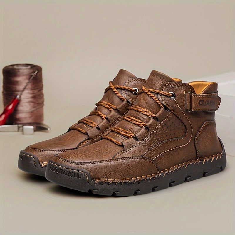 Men's High-Top Casual Lace-Up Sneakers with Rubber Sole