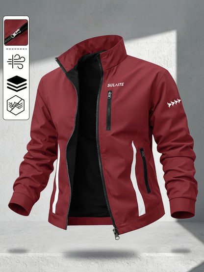 Men's Vintage Casual Bomber Jacket Stand Collar Windproof Coat