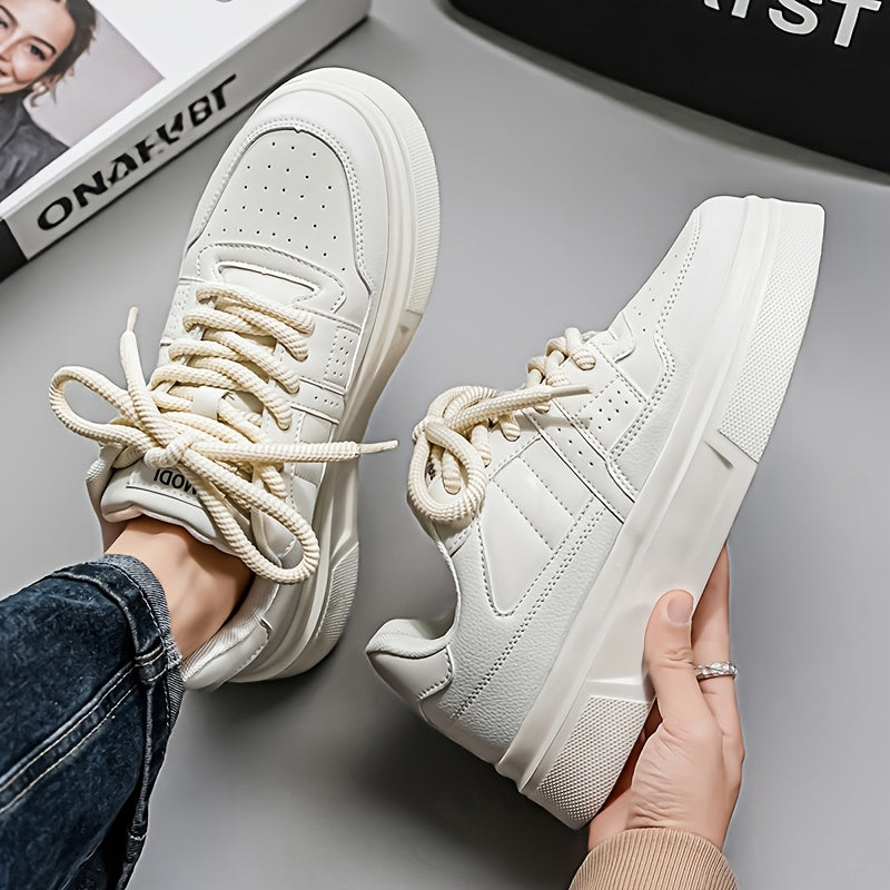 Men's Low-Top Sneakers - Sole & Outsole Suitable for Sports, Casual, Office Shoes | Minimalist Round Toe Lace-Up | - Versatile White Sneakers for Daily Wear & Workouts - ayq