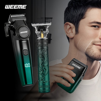 WEEME 3pcs professional Men's hair clipper set, easy to operate, comes with an electric razor, multi-functional hair trimmer for trimming hair and beard, suitable for both home use and barber shops, an excellent gift for frie