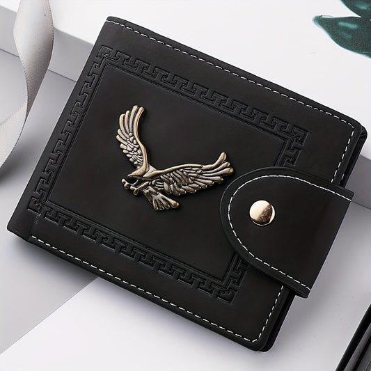 Fashion Eagle դրամապանակ տղամարդկանց համար, կայծակաճարմանդով մետաղադրամով կրեդիտ քարտի պայուսակ, սառեցված PU կաշվե սեղմակ տղամարդկանց համար