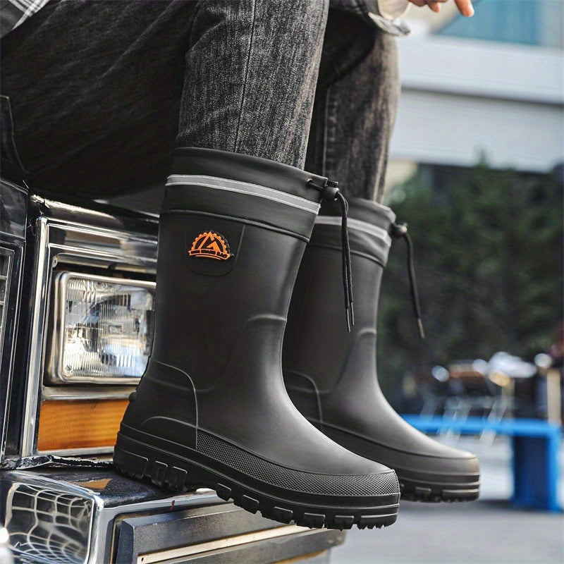 Unisex Long PVC Waterproof Rain Boots - Lightweight & Durable