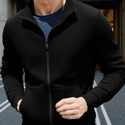 Men'S Lightweight Zip-Up Jacket - Stand Collar Windproof Coat with Full-Zip Closure, Front Pockets - Gym, Hiking, Casual Outerwear - Easy-Care Zipper Jacket for Everyday & Active Lifestyles, Gym Wear, Sleek Design, Durable Co