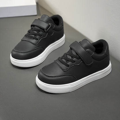 Kids Glossy PU Sports Shoes with Hook-and-Loop Closure