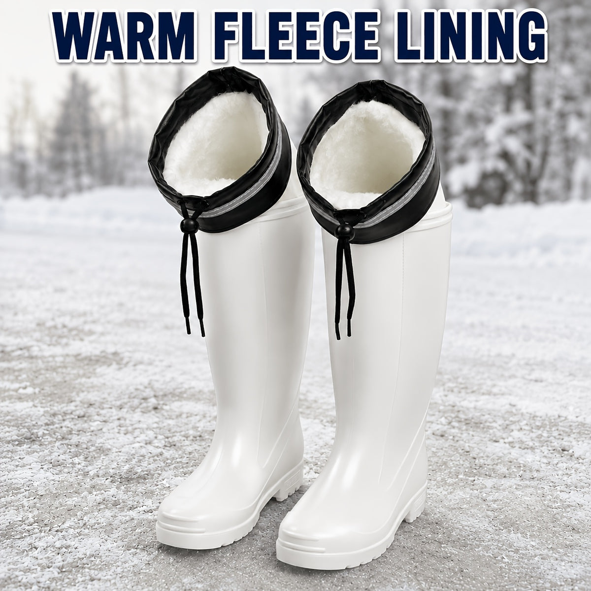 All-Season Tall Waterproof Rain Boots with Fleece Lining
