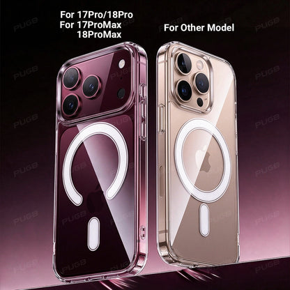 Transparent Magnetic Wireless Charging Phone Case for iPhone 13-18 Pro