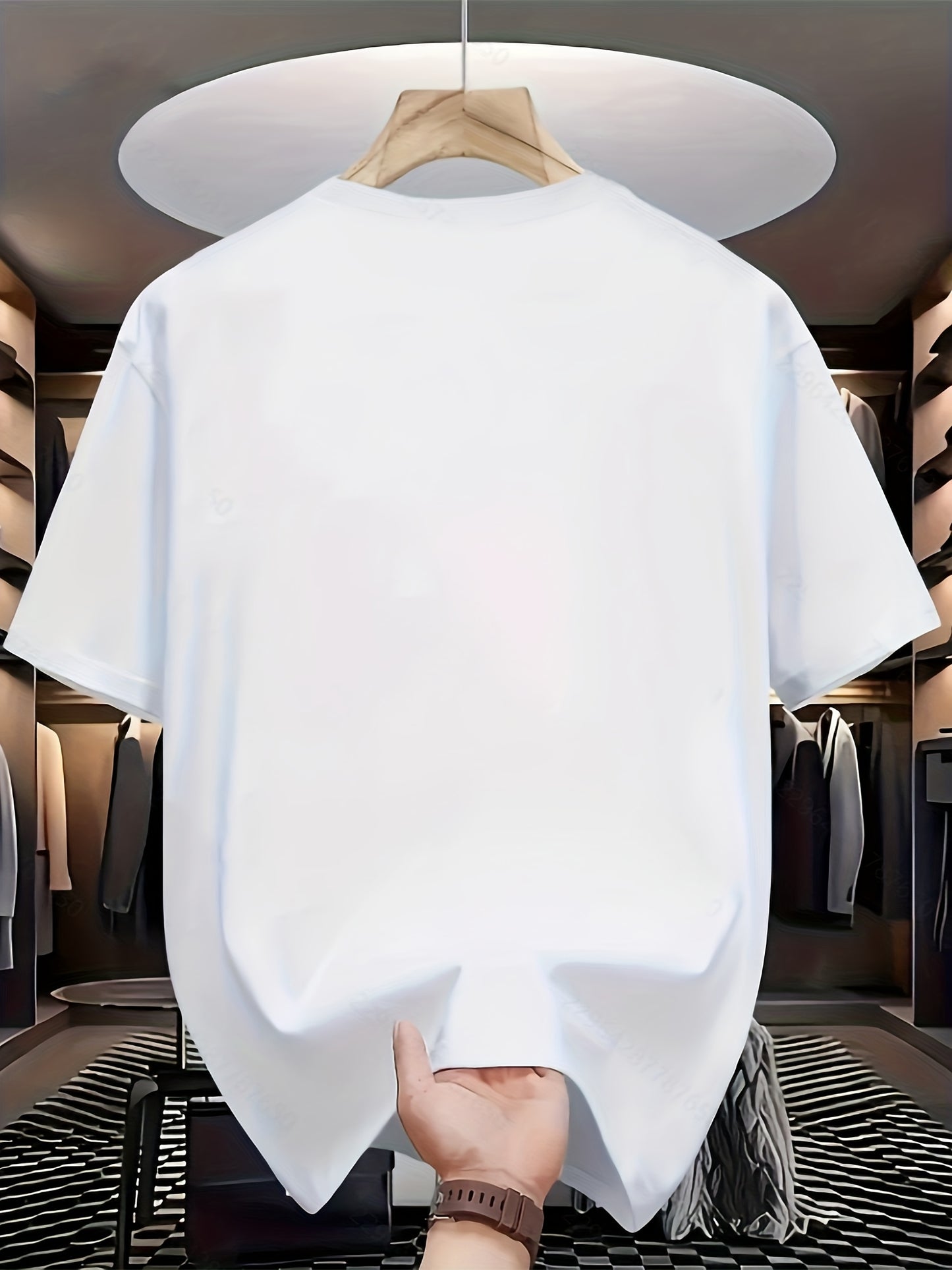 Men's Casual Graphic T-Shirt - Soft Polyester Blend, Crew Neck, Short Sleeve, Summer Style with Unique Moon and Figures Print, Lightweight and Comfortable for Casual Attire, Everyday Tshirt   Artistic Design Shirt   Lightweig