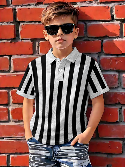 Boys' Summer Casual Polo Shirt with Printed Design