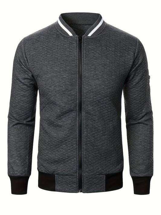 Տղամարդու առօրյա լիարժեք կայծակաճարմանդով բոմբեր բաճկոն, տաք հարմարավետ բլուզոն բաճկոն աշնանային և ձմեռային բացօթյա գործունեության համար