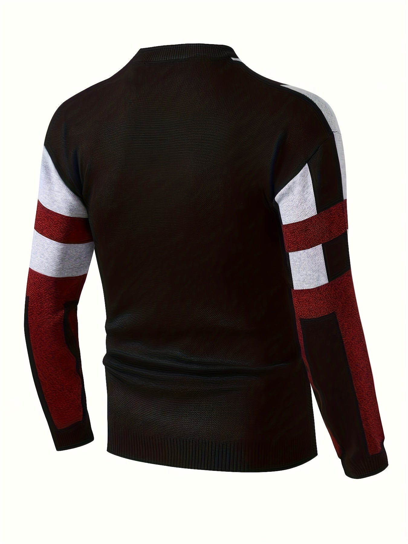 Men's Round Neck Casual Striped Warm Sweater Fashion Knit Pullover Top