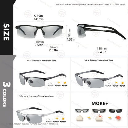 Men's Rimless Photochromic Polarized Magnesium Sunglasses